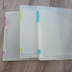 3 Multicolor A4 Transparent Plastic Document and Paper Filing Case/Box