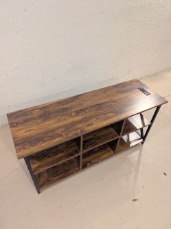Media Console TV Stand w Power Outlets & Shelves