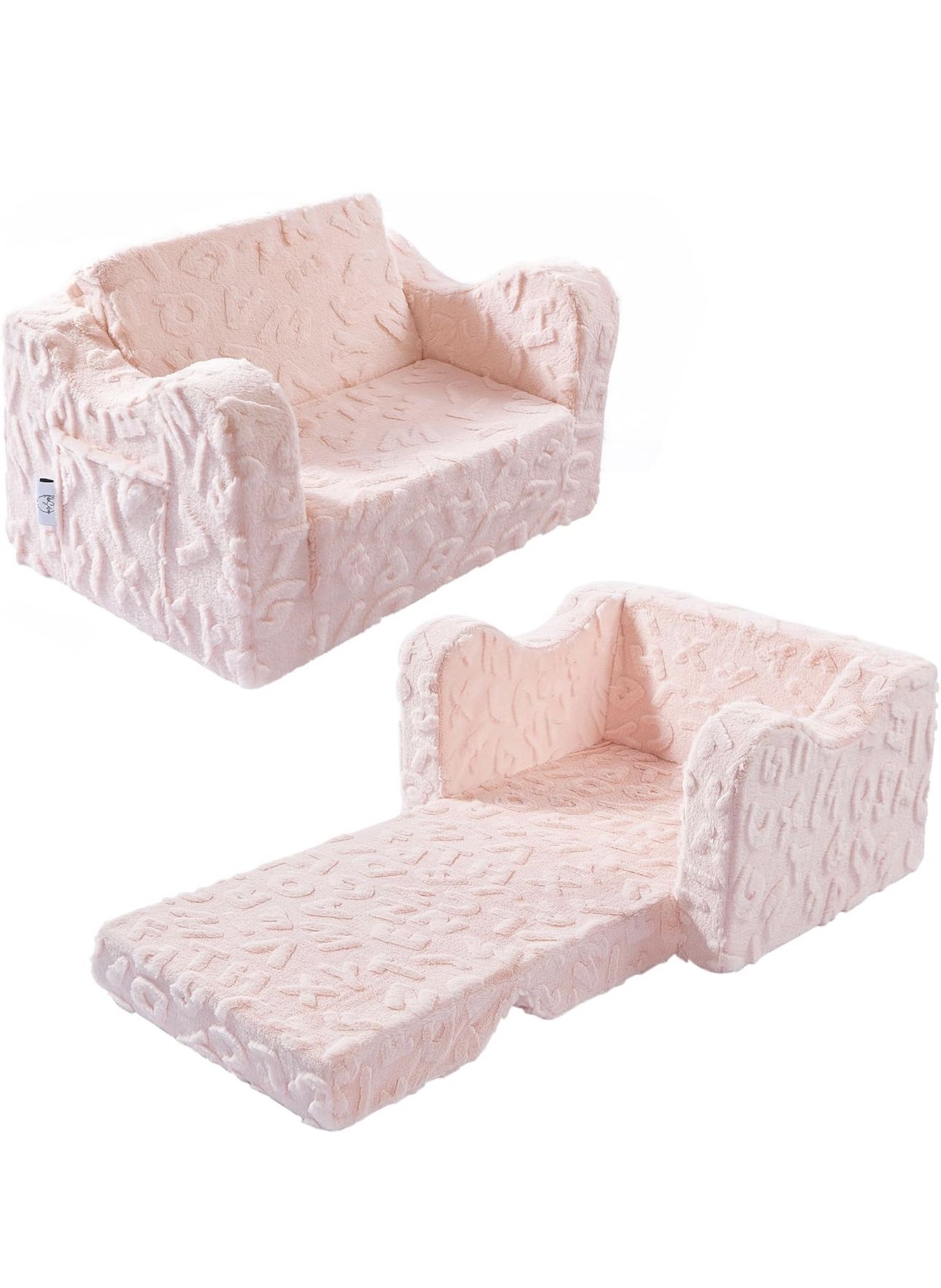 2-in-1 Convertible Kids Chair to Lounger Bed, Kids Sofa for Toddler Boys Girls, Ideal for Reading Sleeping Gaming Decor (Pink)