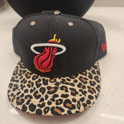 RARE Miami Heat NEW ERA Snapback Hat - Cheetah Print / RED Under Brim