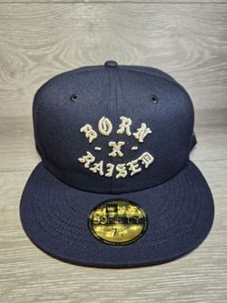 Born x Raised New Era 59Fifty Fitted Rocker Hat Navy Blue / Peach NEW (SEE DESCRIPTION FOR SIZES AVAILABLE)