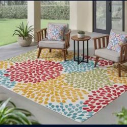 Hampton Bay Park Pointe Multi Color 8 ft. x 10 ft. Color Burst Indoor/Outdoor Area Rug