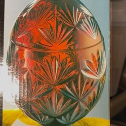 ruby red Luminac egg candy dish approx 8+ “