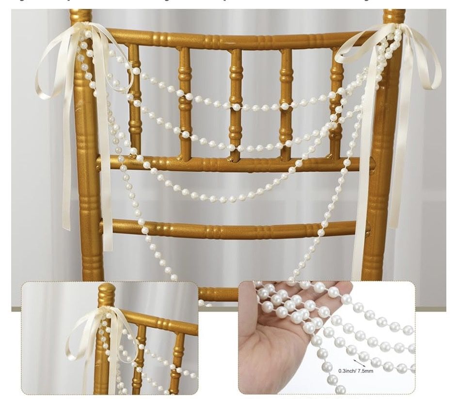 16pc wedding pearl bow chair decor