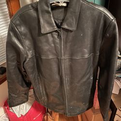 Leather Jacket Men L Perry Ellis