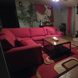 Red Sectional Sofa From Ikea Good Conditions Super Comfortable No Pet No Smoking .. I'm Moving Can't Take It  1yr Old 