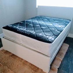 $370 White Queen Bed With Mattress And Box spring Brand New Free Delivery 