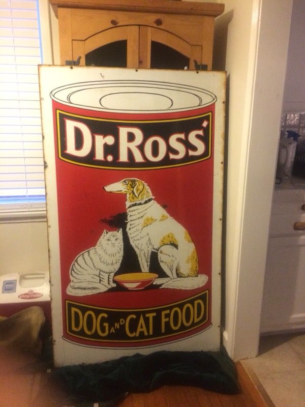 DR ROSS DOG AND CAT FOOD PORCELAIN SIGN. 36 x60 inches for Sale in Los