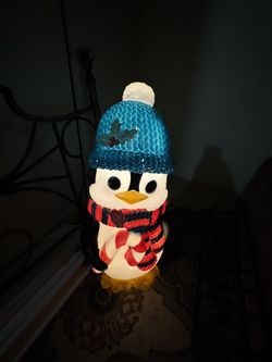 Brand New With Tags Light Up Penguin Statue