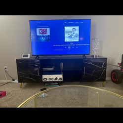 Modern Black Marble TV Stand / Entertainment Center