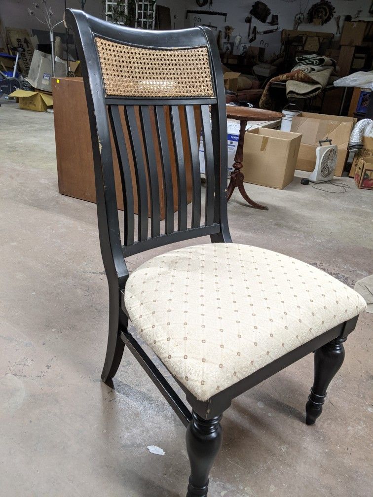 Wood Chair With Wicker Top Accent