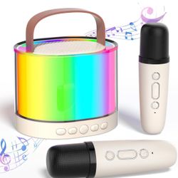 Bluetooth Karaoke Machine with 2 Wireless Mics & Lights 