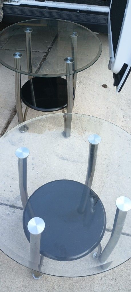 Two Glas Top Side Tables $80