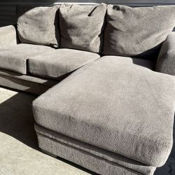 Gray Sectional Plush W Washable Covers