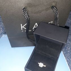 1/2 Ct Diamond Princess Ring 14 Kt White Gold Size 6 New Comes  With Box And Bag