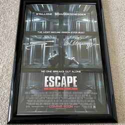 Escape Plan 11x17 Movie Poster Signed Autograph Auto Sylvester Stallone & Arnold Schwarzenegger