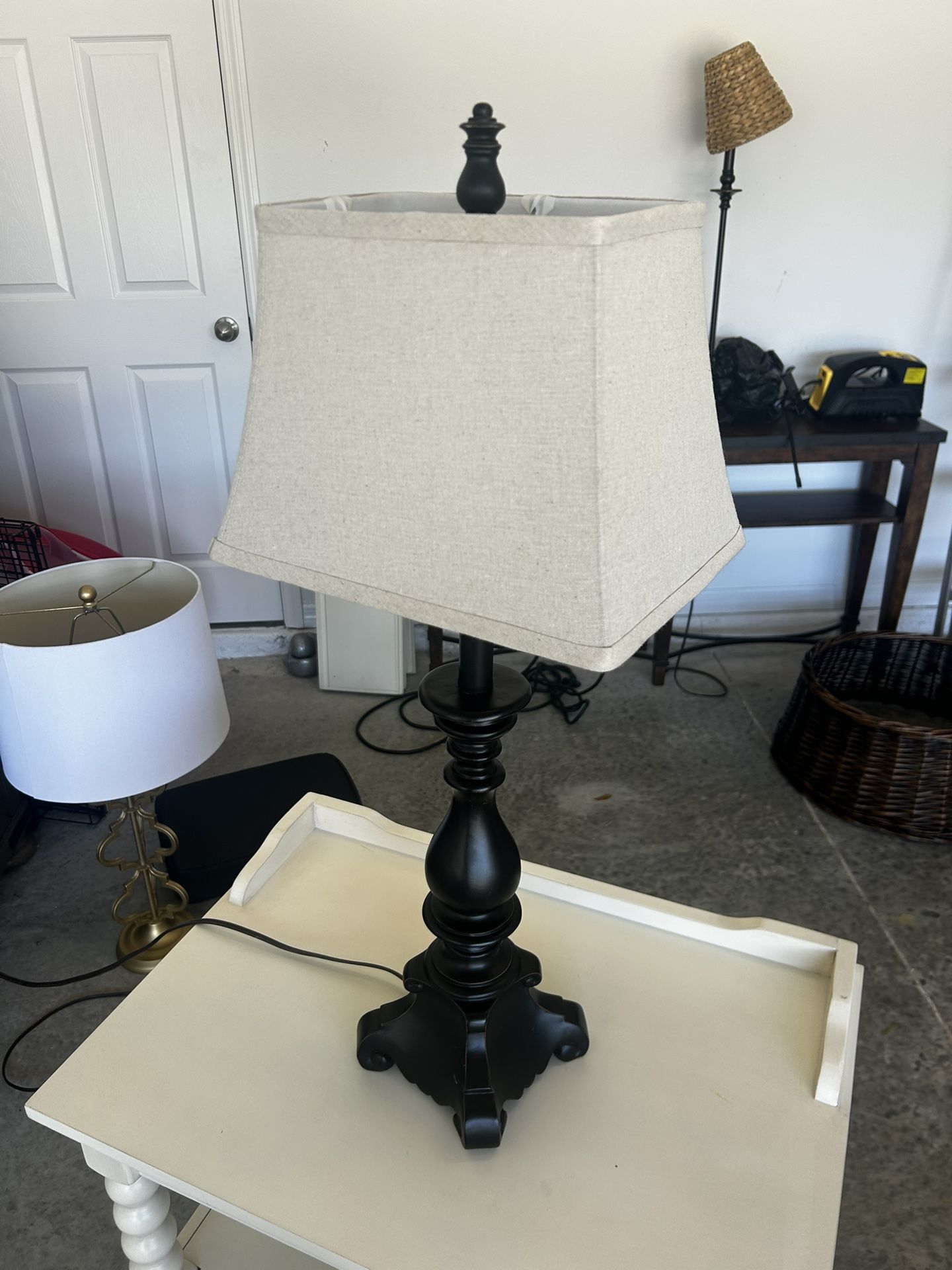 Dark brown Lamp With Rectangular Lampshade