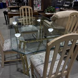 Vintage Glass Table Set For Four
