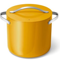 Caraway Stock Pot - 12 Qt Ceramic Coated With Lid - Free From Forever Chemicals - Large for Bigger Batches - Marigold