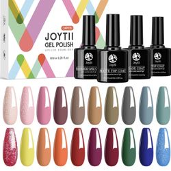 Joytii Gel Nail Polish Set, 23 PieGel Nail Polish Kit with No Wipe Glossy/Matte Top Coat and Base Coat, UV/LED Soak Off Gel Polish for Manicure and Pe