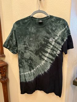 Stussy Green & Black Tie-Dye Embroidery Short Sleeve Tee Size Medium-Fit Small