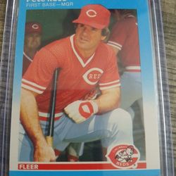 1987 Fleer baseball trading card featuring Pete Rose of the Cincinnati Reds. 