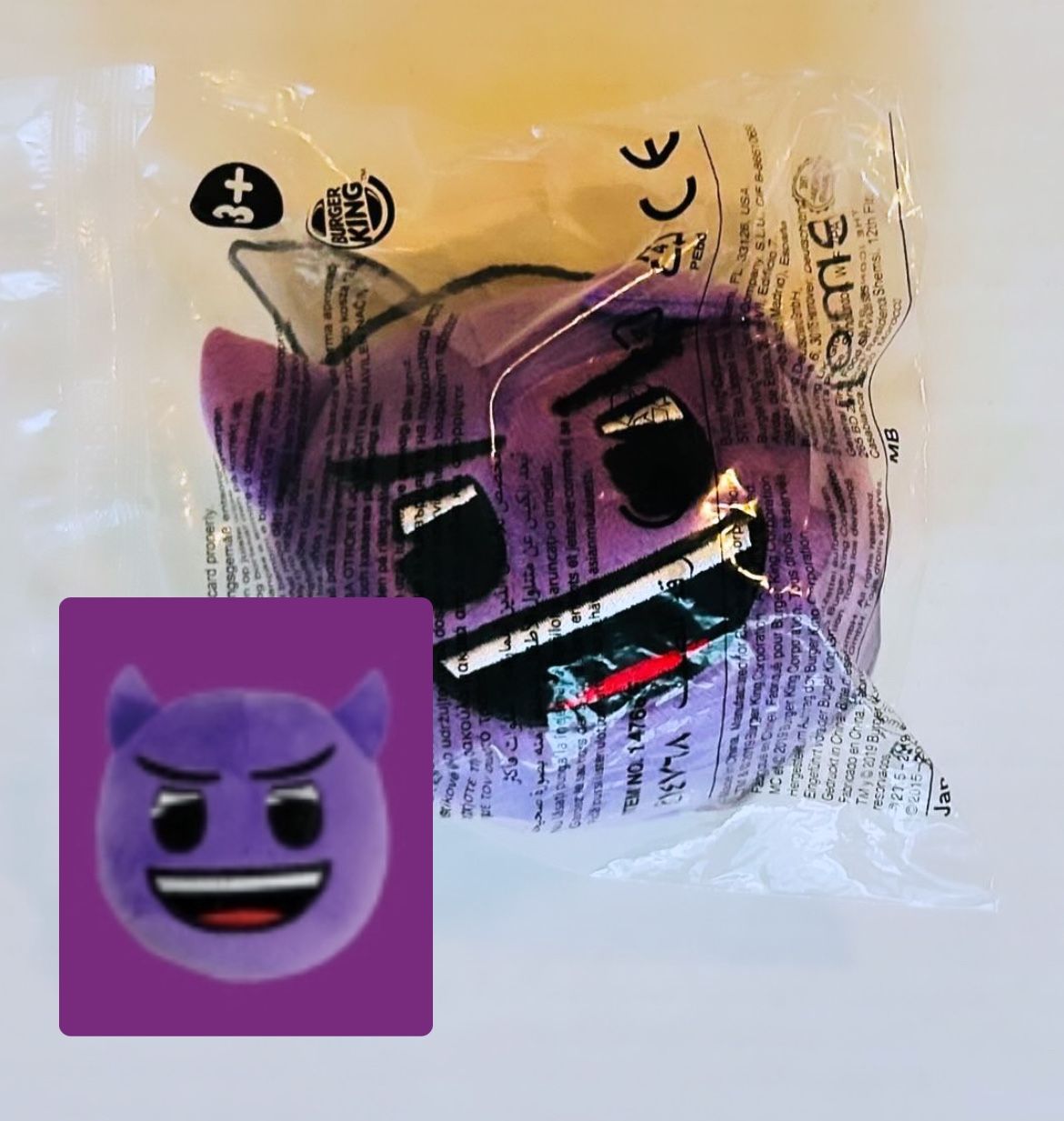 Emoji Plush Purple Angry Devil Horns 2019 Emoji Burger King Toy