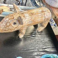 New Handcrafted Carved Pig 