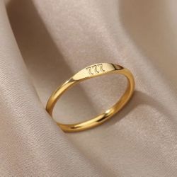 777 Angels Numbers Ring 18k Gold Plated