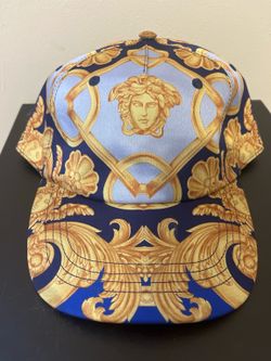 Versace Blue & Gold Baroque Cap