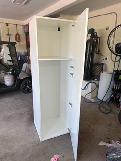 Tall White Storage Cabinet with Shelves