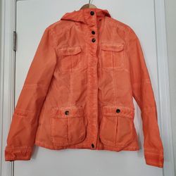 NOIZE Skye Stand Collar Womens Orange Rain Jacket  Size- Small Jacket Coat 