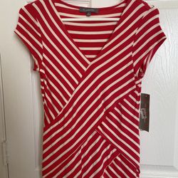 Womens Red Striped Top