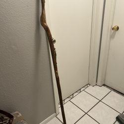 Walking Stick Handmade, Decorated With Crystals And Feathers 