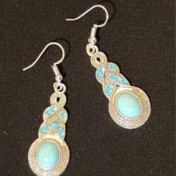 Turquoise And Silver Dangle Earrings 