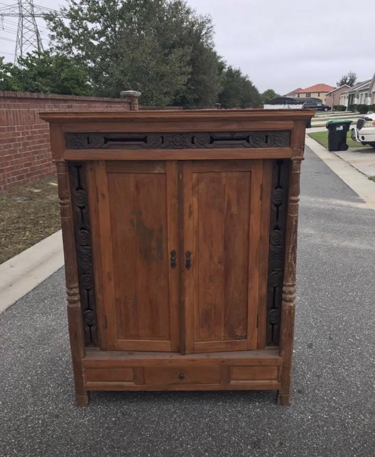 antique armoire - bar chest - vintage storage armoire