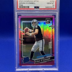 Aidan O’Connell Optic Pink Prizm RC – PSA 10 Gem Mint – Rated Rookie 🌸