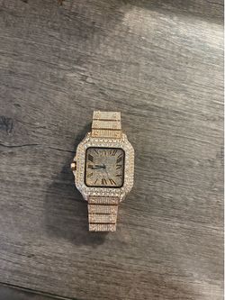 GOLD ICED OUT CARTIER WATCH ‼️
