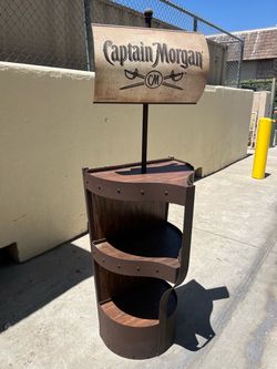 Captain Morgan Metal/ Wood Display Rack / Shelf/ Bar - Rare 6ft tall