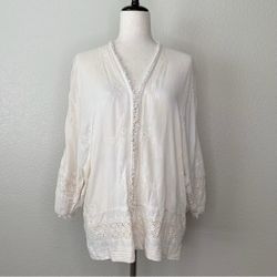 American Eagle Womens Medium Boho Crochet Open Front Cardigan