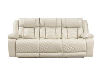 Huron Beige Power Double Reclining Sofa