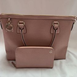 Gucci Interlocking Soft Pink Leather Handbag Bag