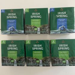 Irish Spring Original Clean Deodorant Bar Soap for Men,  for All Skin Types, 3.7oz, 3 ct ( all 6 packs for $18 )
