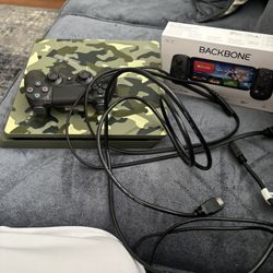 PS4 excellent condition and we are selling back bone game also for both 650 best offer. All wires are included handle and all.