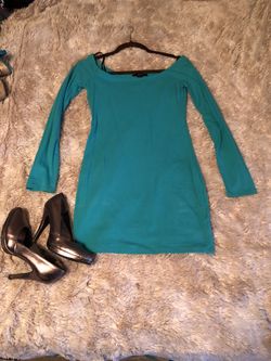 Teal long sleeve dress