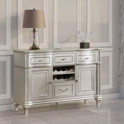 VITNAGE STYLE SILVER FINISH SERVER SIDEBAORD -CABINET-WINE RACK-STORAGE-GABETA