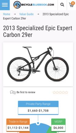 2013 Specialized Epic Expert Carbon 29er Size Medium for Sale in