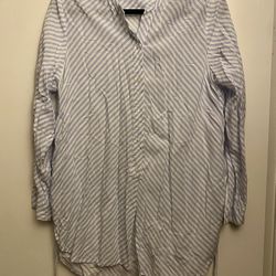 H&M Blue White Striped Side-cinch Blouse Size 10