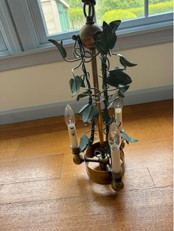 Antique Brass Ivy Leaf Chandeliers – Vintage Hanging Light Fixtures (Set of 2 Available)