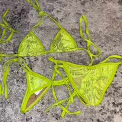 La Costanera Neon Yellow Sequin Bikini Sets